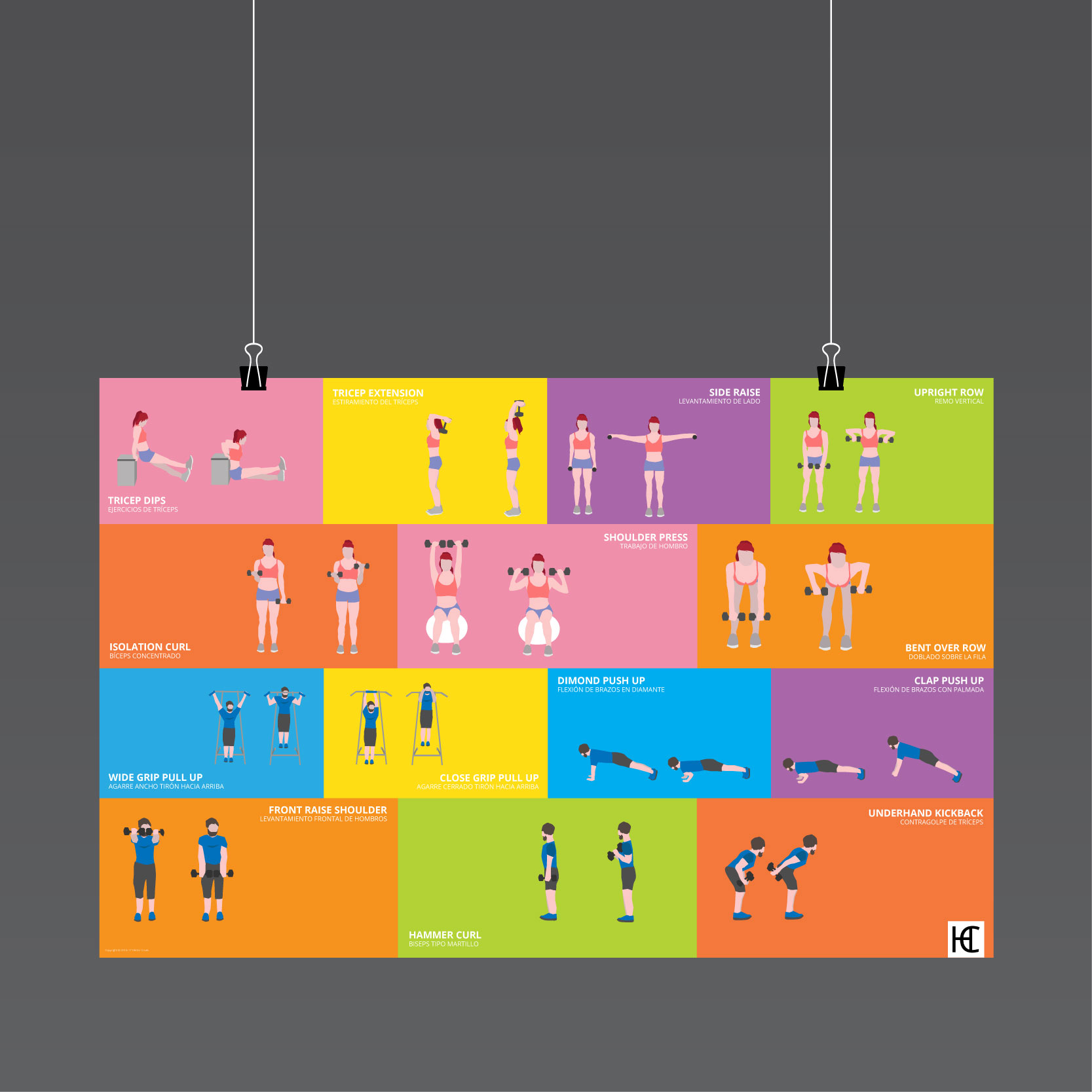 Hector Cruet Upper Body Exercises Guide Poster Mounted